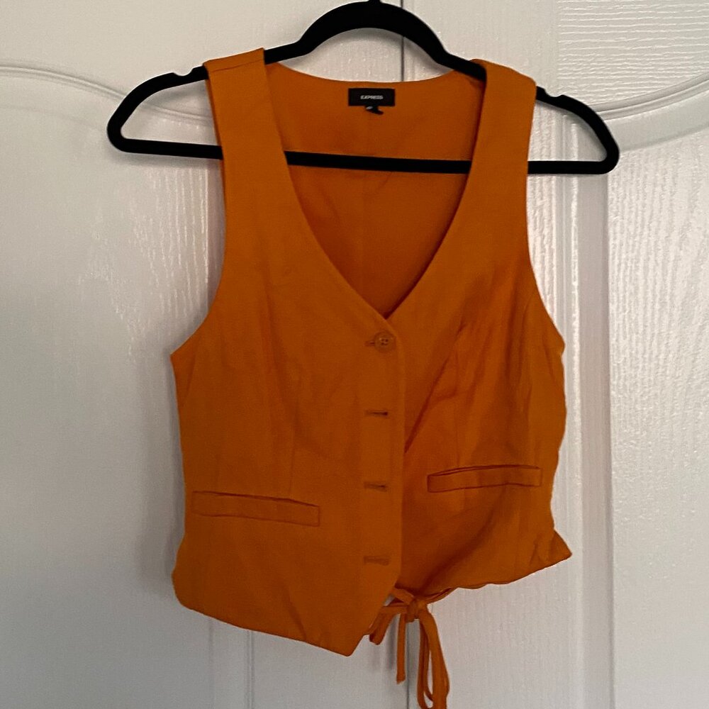 Express Orange Button-Down Vest - image 1